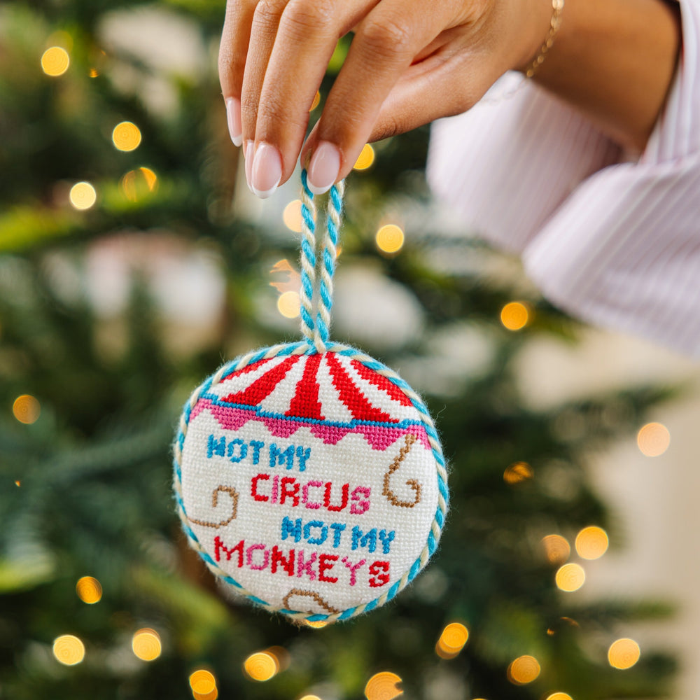 Needlepoint Ornament - Not My Circus Furbish Studio Ornaments Bonjour Fete - Party Supplies