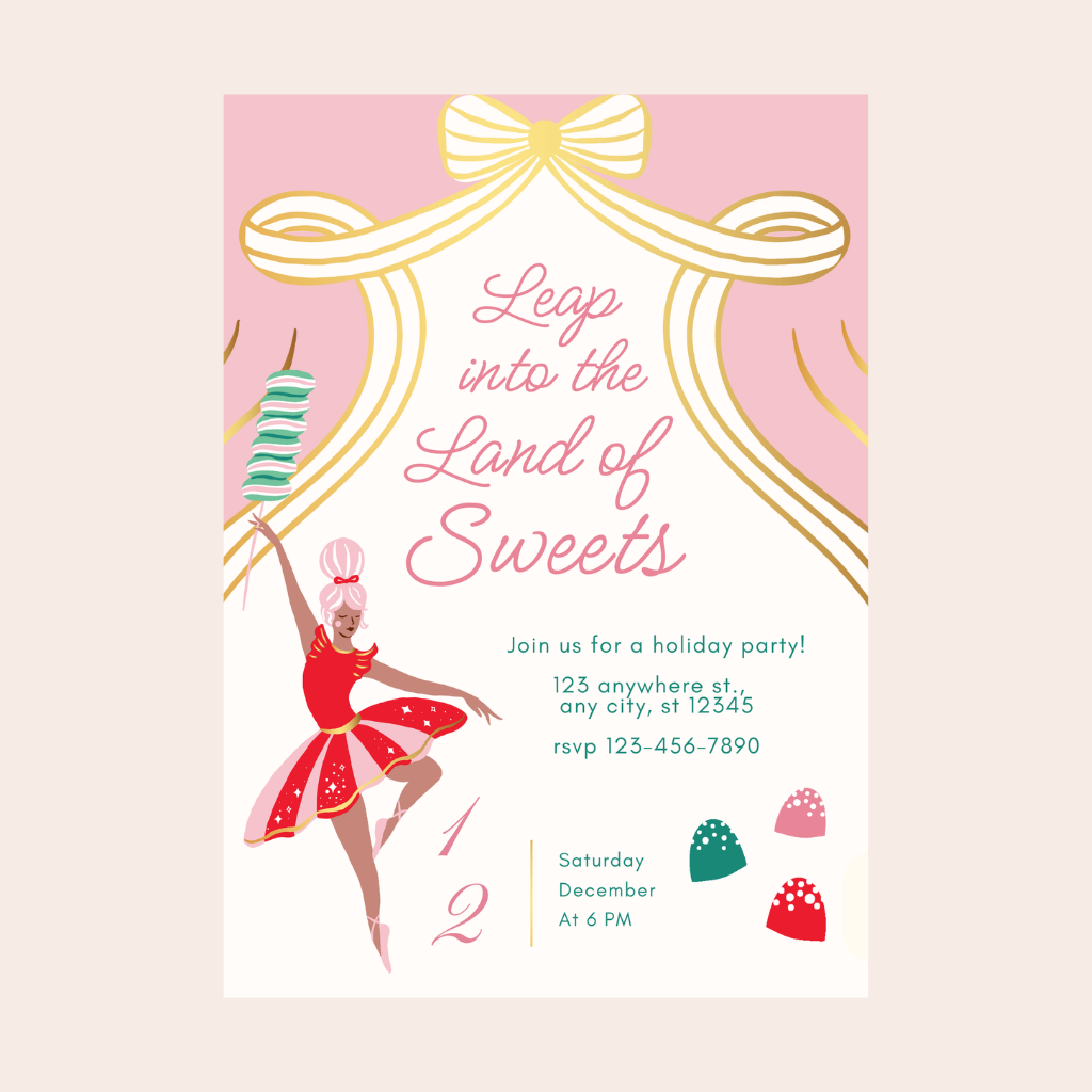 SUGARPLUM FAIRY NUTCRACKER DIGITAL PARTY INVITATION Bonjour Fête SUGARPLUM FAIRY NUTCRACKER DIGITAL PARTY INVITATION Bonjour Fete - Party Supplies