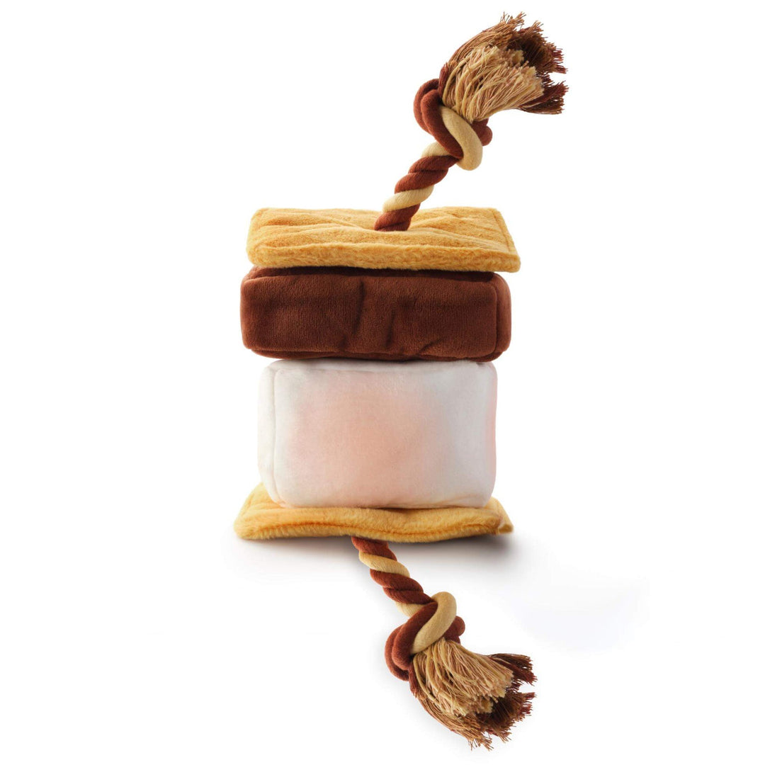 S'more snuffle dog toy with hidden treat pockets, side view