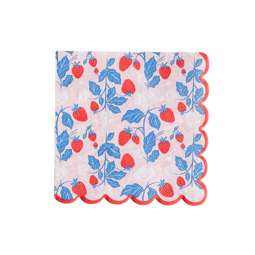 SUMMER STRAWBERRY LARGE NAPKINS Bonjour Fete Napkins SUMMER STRAWBERRY LARGE NAPKINS Bonjour Fete - Party Supplies