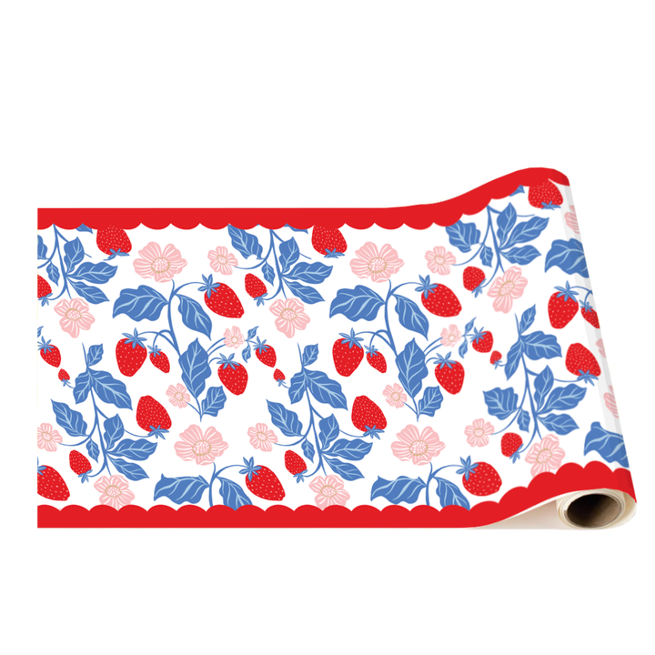 SUMMER STRAWBERRY TABLE RUNNER Bonjour Fête Table Covers & Placemats SUMMER STRAWBERRY TABLE RUNNER Bonjour Fete - Party Supplies