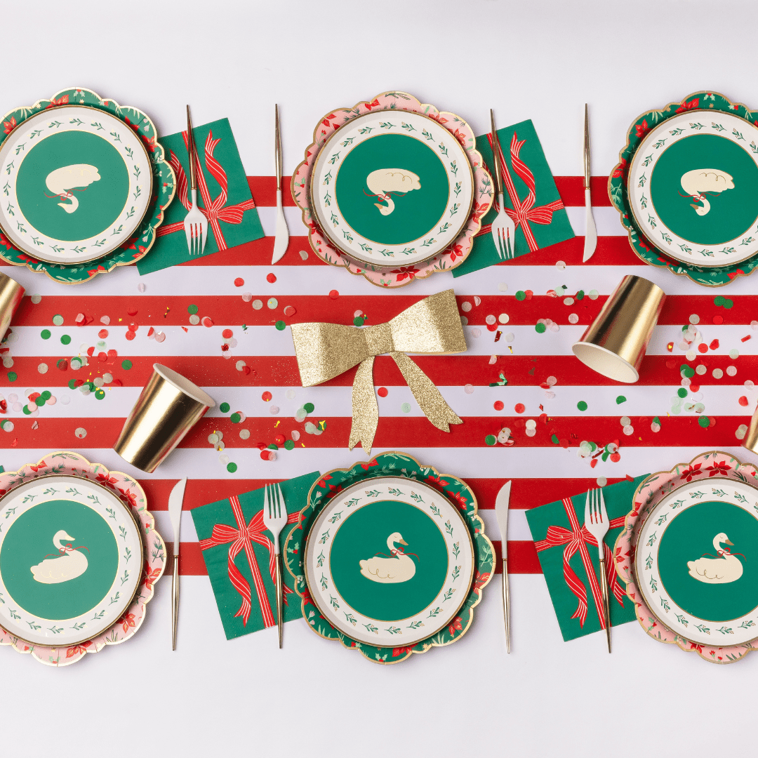 Red and Green Swan Christmas Party-Bonjour Fete Party Supplies