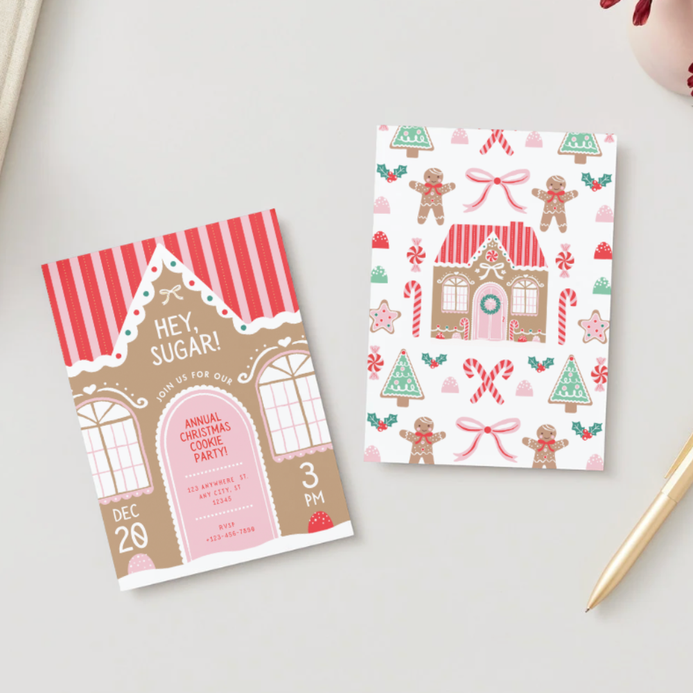 SWEET GINGERBREAD CHRISTMAS DIGITAL PARTY INVITATION Bonjour Fête SWEET GINGERBREAD CHRISTMAS DIGITAL PARTY INVITATION Bonjour Fete - Party Supplies