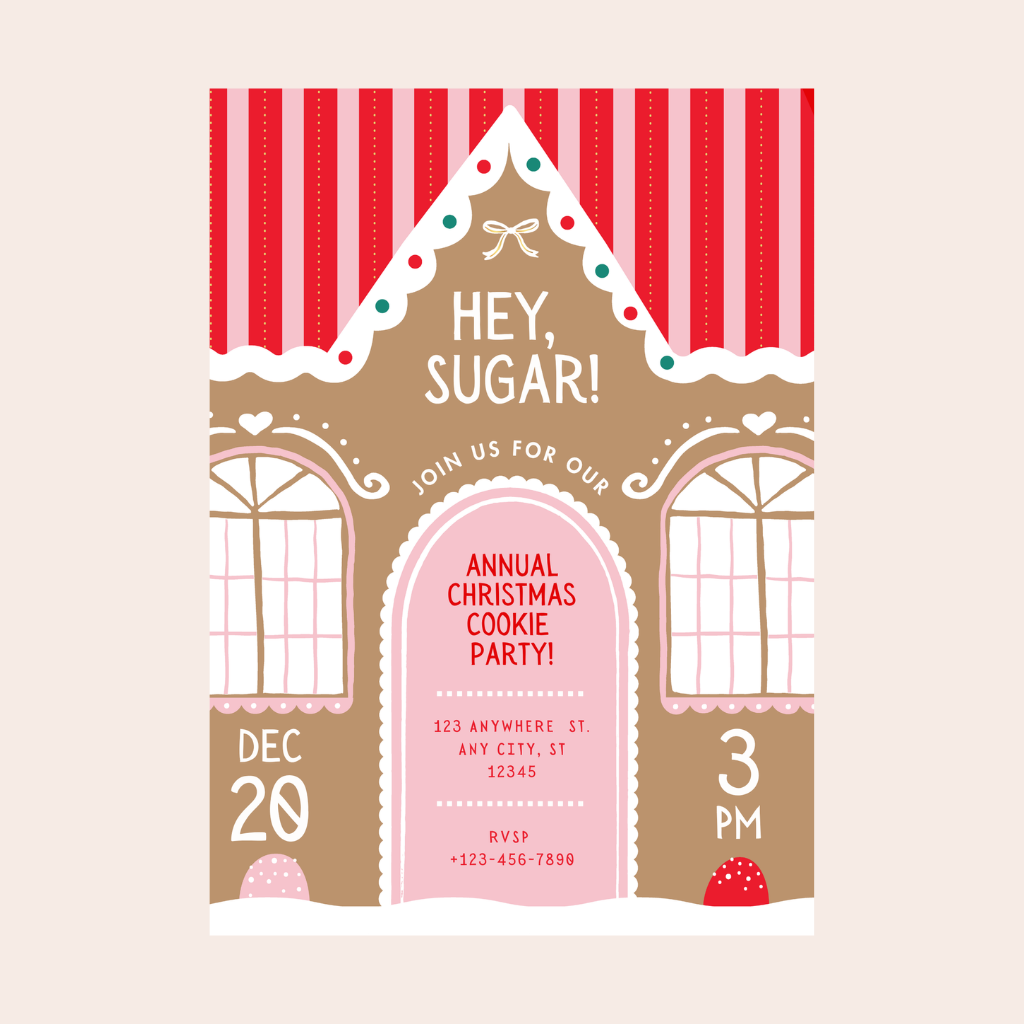SWEET GINGERBREAD CHRISTMAS DIGITAL PARTY INVITATION Bonjour Fête SWEET GINGERBREAD CHRISTMAS DIGITAL PARTY INVITATION Bonjour Fete - Party Supplies