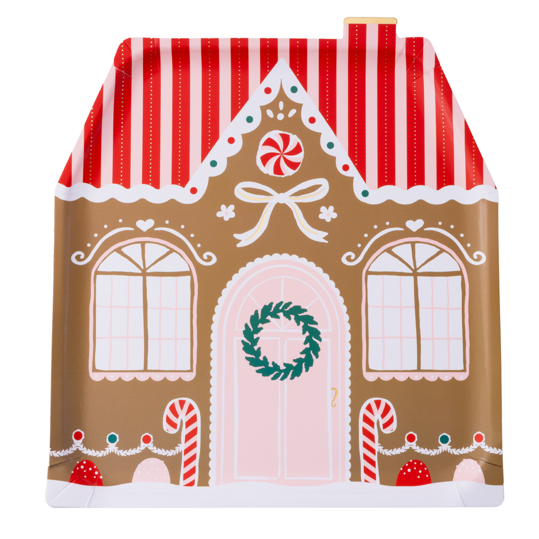 SWEET GINGERBREAD HOUSE LARGE PLATES Bonjour Fete Plates SWEET GINGERBREAD HOUSE LARGE PLATES Bonjour Fete - Party Supplies