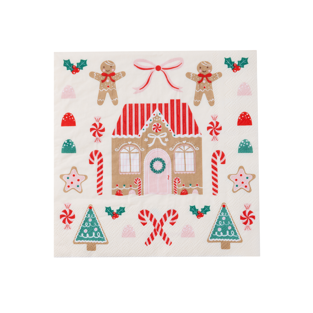 SWEET GINGERBREAD LARGE NAPKINS Bonjour Fete Napkins Sweet Gingerbread Large Napkins | Christmas Party Supplies | Bonjour Fête Bonjour Fete - Party Supplies