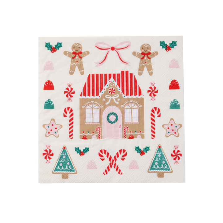 SWEET GINGERBREAD LARGE NAPKINS Bonjour Fete Napkins Sweet Gingerbread Large Napkins | Christmas Party Supplies | Bonjour Fête Bonjour Fete - Party Supplies