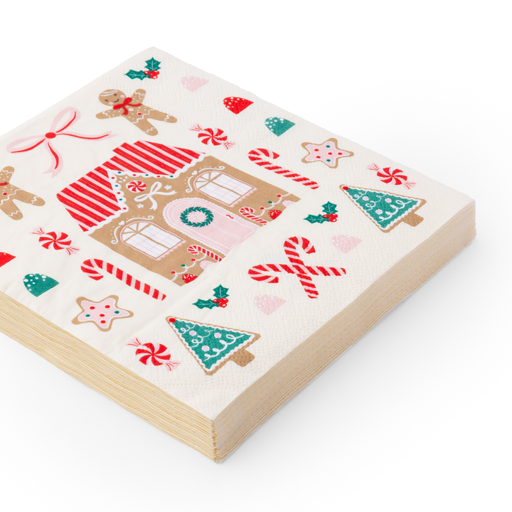 SWEET GINGERBREAD LARGE NAPKINS Bonjour Fete Napkins Sweet Gingerbread Large Napkins | Christmas Party Supplies | Bonjour Fête Bonjour Fete - Party Supplies