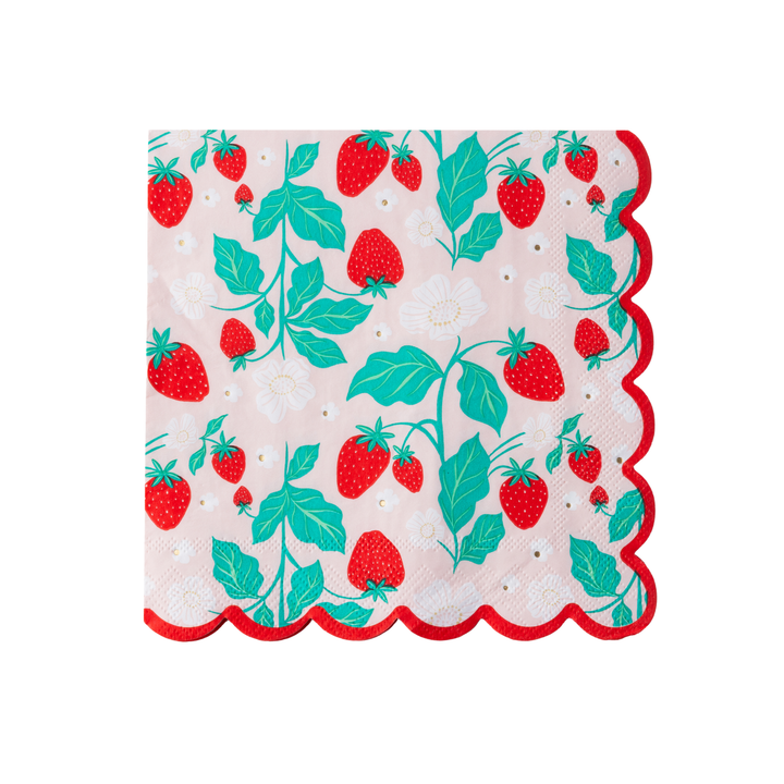 SWEET STRAWBERRY LARGE NAPKINS Bonjour Fete Napkins SWEET STRAWBERRY LARGE NAPKINS Bonjour Fete - Party Supplies