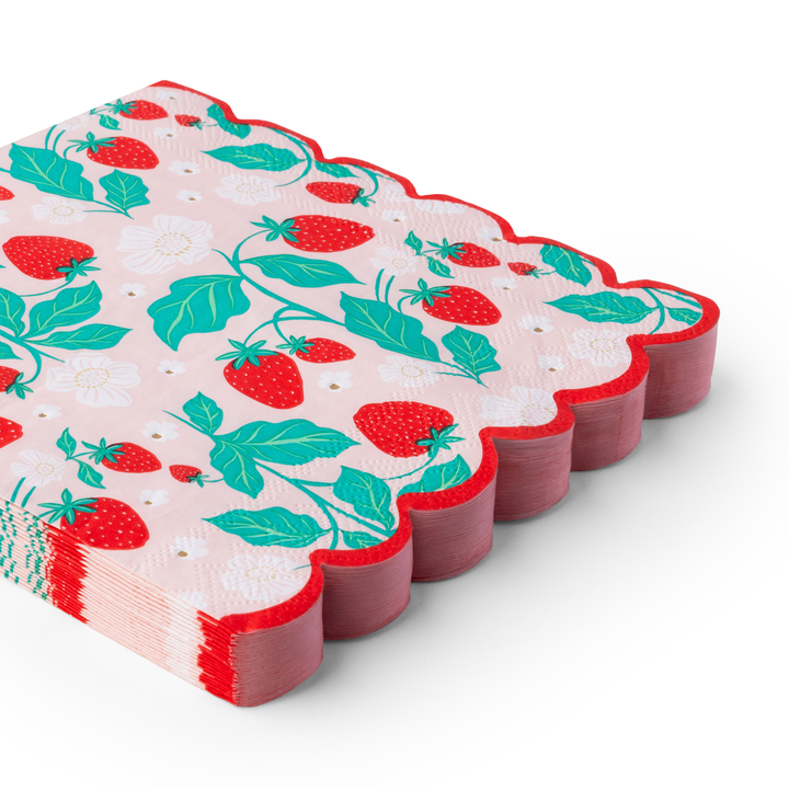 SWEET STRAWBERRY LARGE NAPKINS Bonjour Fete Napkins SWEET STRAWBERRY LARGE NAPKINS Bonjour Fete - Party Supplies