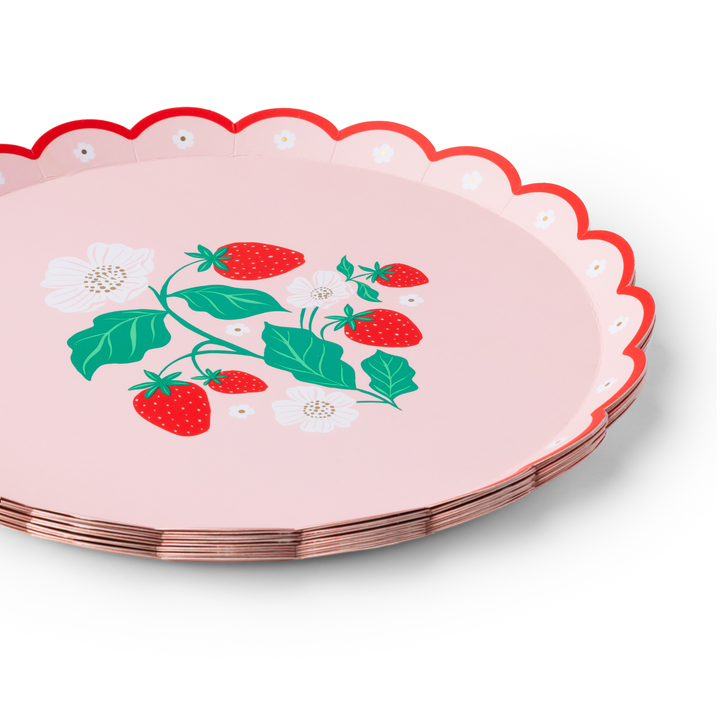 SWEET STRAWBERRY SMALL PLATES Bonjour Fete Plates SWEET STRAWBERRY SMALL PLATES Bonjour Fete - Party Supplies