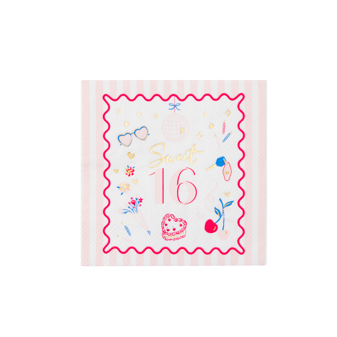 SWEET 16 ICON COCKTAIL NAPKINS Bonjour Fete Napkins SWEET 16 ICON COCKTAIL NAPKINS Bonjour Fete - Party Supplies