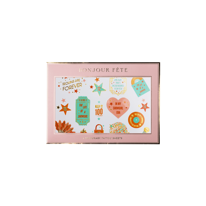 Showgirl sequin temporary tattoos for a pop star or concert themed party