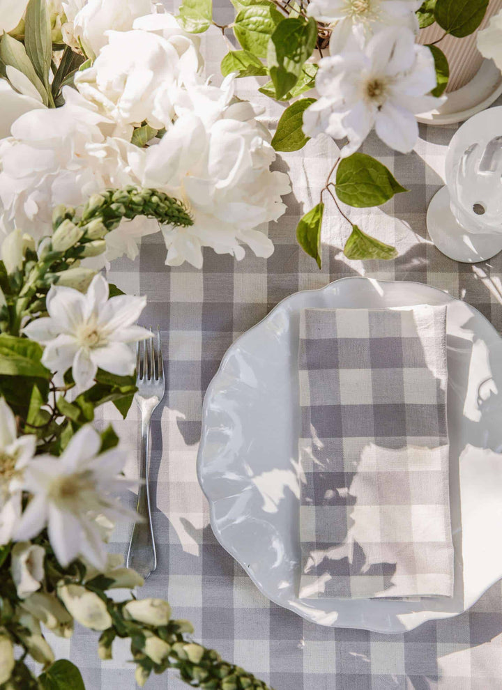 GINGHAM - Dove Tablecloth Heather Taylor Home variable GINGHAM - Dove Tablecloth Bonjour Fete - Party Supplies