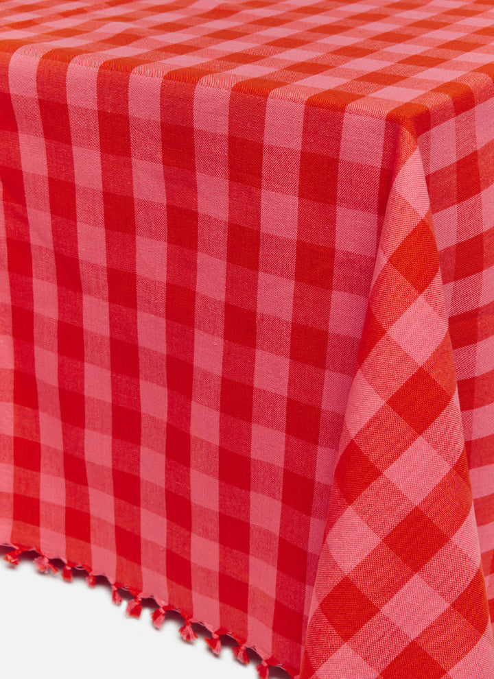 GINGHAM - Guava Tablecloth Heather Taylor Home variable GINGHAM - Guava Tablecloth Bonjour Fete - Party Supplies