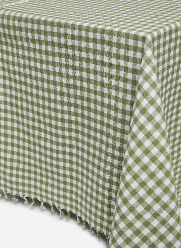Mini Gingham Olive Tablecloth
