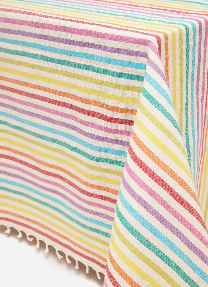 Multi Stripe Rainbow Tablecloth