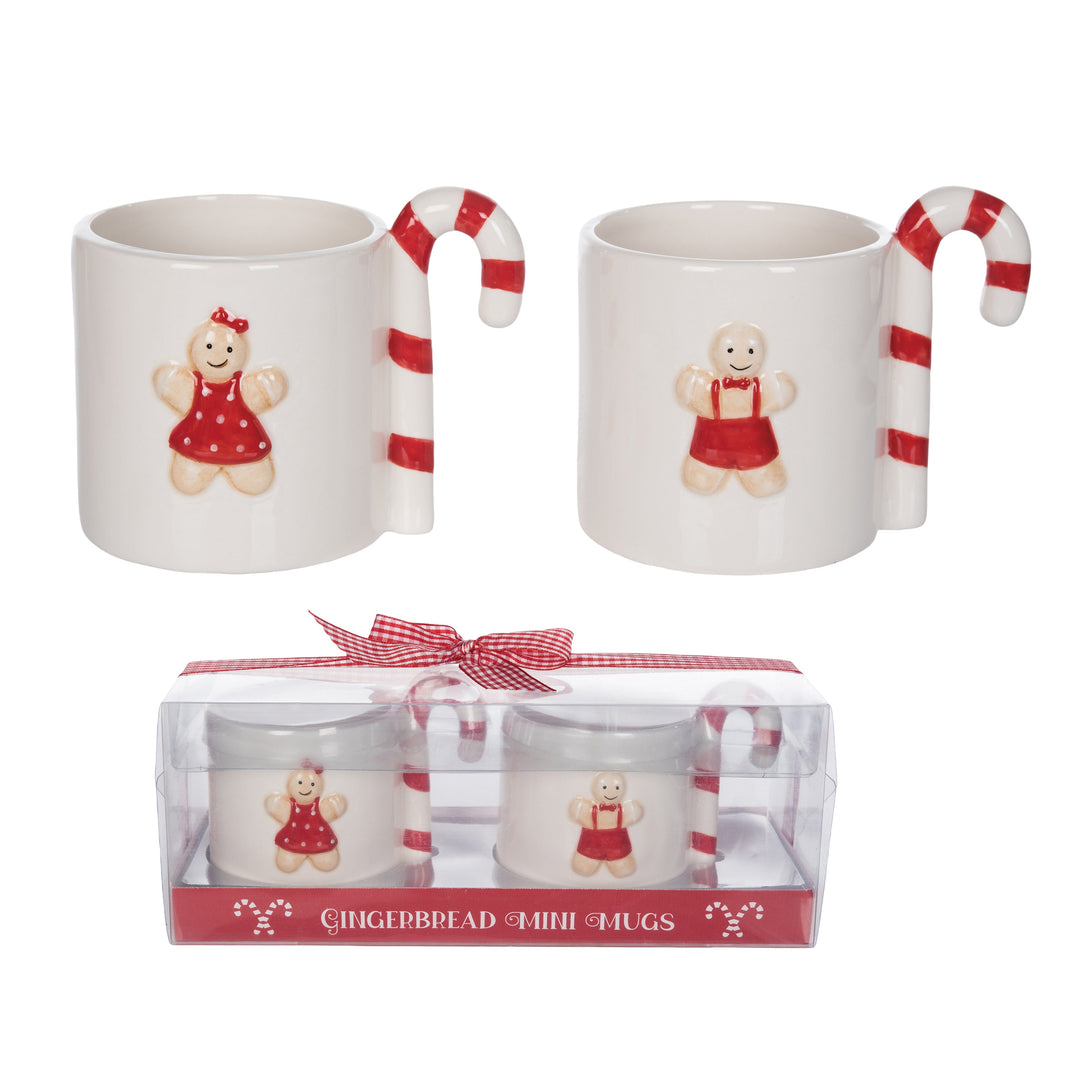 GINGERBREAD EMBOSSED MINI MUG SET Transpac Christmas Holiday Kitchen & Entertaining GINGERBREAD EMBOSSED MINI MUG SET Bonjour Fete - Party Supplies