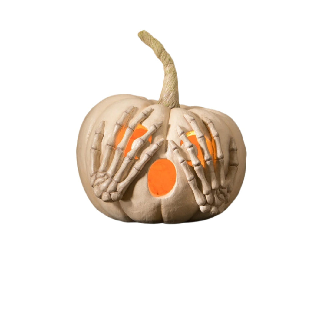 Peek-a-Boo Pumpkin White Bethany Lowe Designs, Inc. Peek-a-Boo Pumpkin White Bonjour Fete - Party Supplies