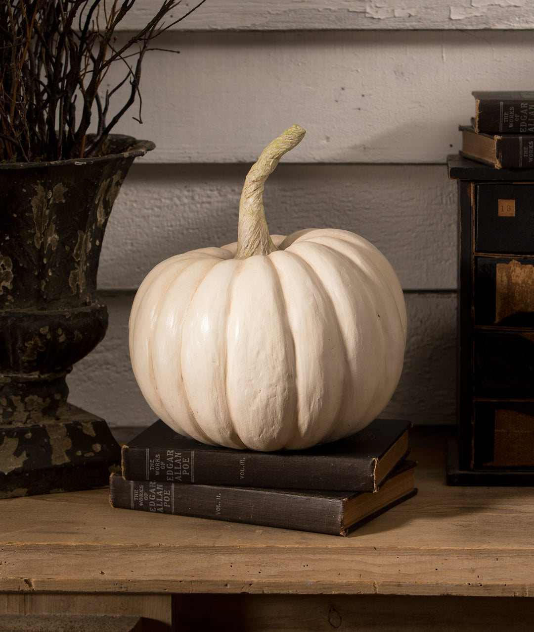 Peek-a-Boo Pumpkin White Bethany Lowe Designs, Inc. Peek-a-Boo Pumpkin White Bonjour Fete - Party Supplies