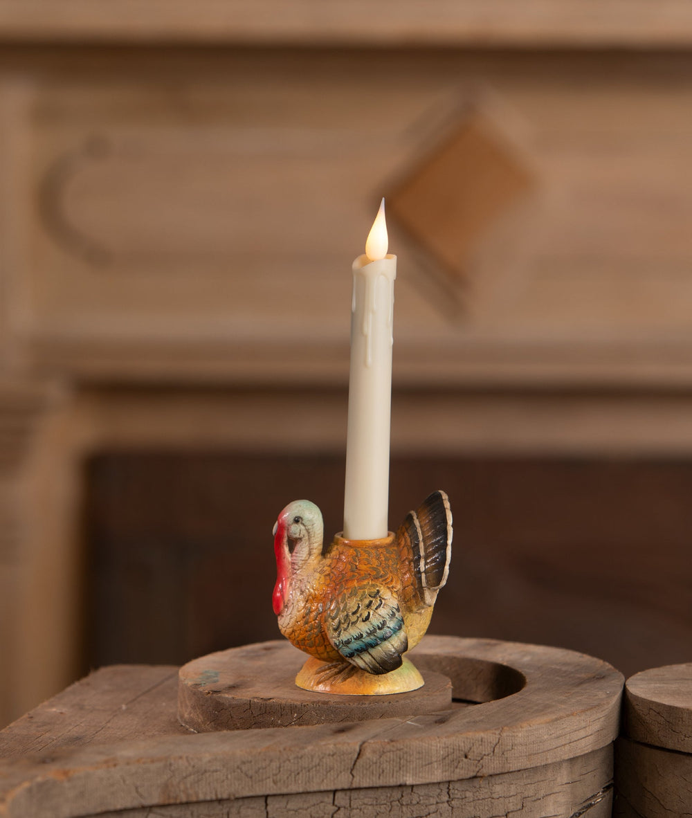 Turkey candle holder for a taper candle, autumn and Thanksgiving decor