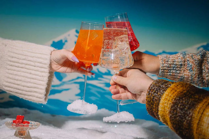 Winter spritzes styled on a holiday table