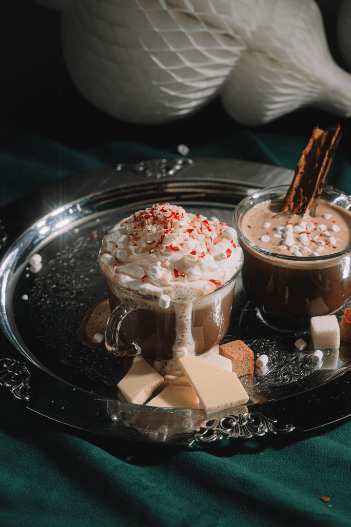 Hot cocoa mixer cubes styled for a holiday cocoa bar