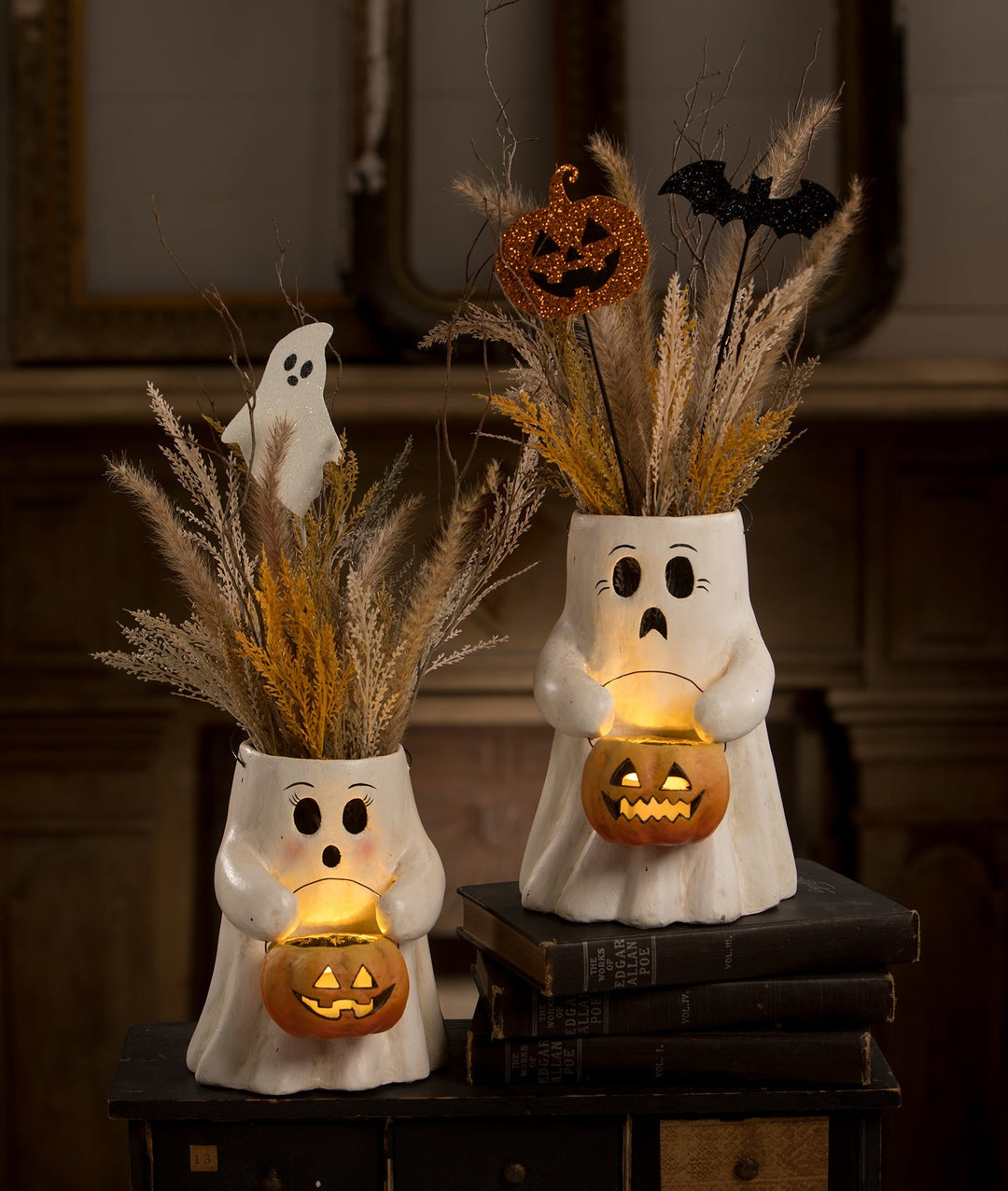 Sweet Boo With Pumpkin Bucket Paper Mache Bethany Lowe Designs, Inc. Sweet Boo With Pumpkin Bucket Paper Mache Bonjour Fete - Party Supplies