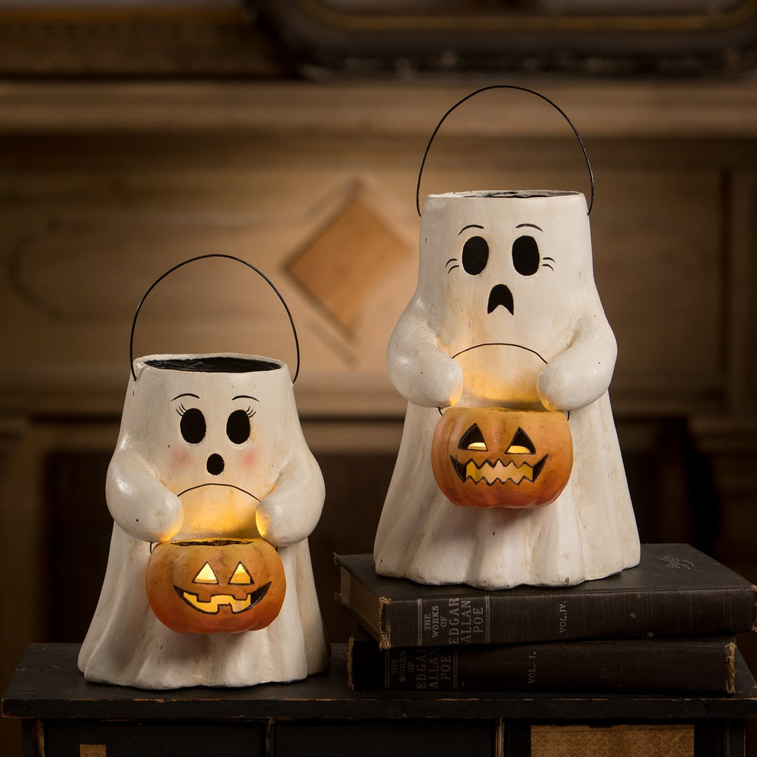 Scaredy Boo With Pumpkin Bucket Paper Mache Bethany Lowe Designs, Inc. Scaredy Boo With Pumpkin Bucket Paper Mache Bonjour Fete - Party Supplies