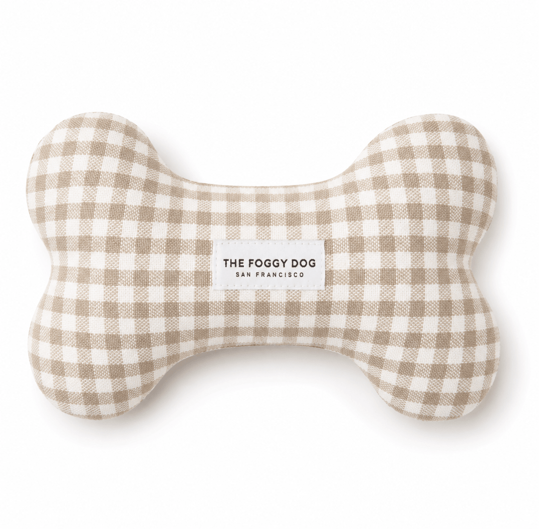 Mushroom Brown Gingham Dog Squeaky Toy