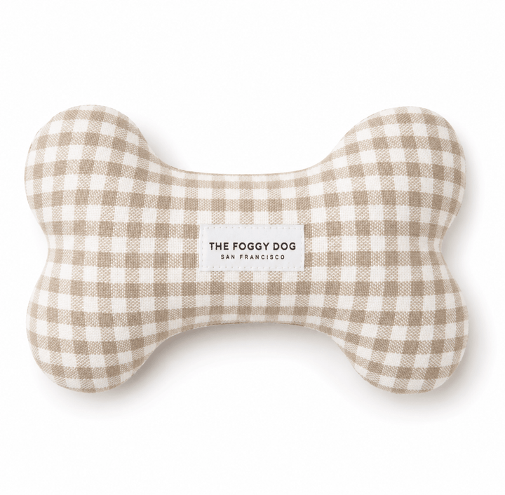 Mushroom Brown Gingham Dog Squeaky Toy