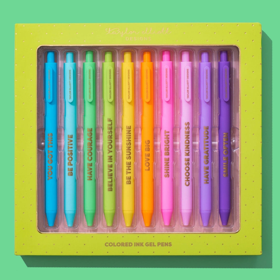 Set of 10 Colored Gel Pens Taylor Elliott Designs 05 - Writing Set of 10 Colored Gel Pens Bonjour Fete - Party Supplies