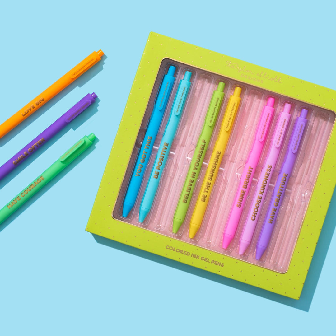 Set of 10 Colored Gel Pens Taylor Elliott Designs 05 - Writing Set of 10 Colored Gel Pens Bonjour Fete - Party Supplies