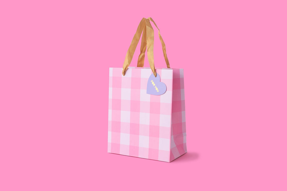 Light Pink Gingham Gift Bags (2 Sizes) Taylor Elliott Designs 11 - Gift Wrap Medium - $8.95 Light Pink Gingham Gift Bags (2 Sizes) Bonjour Fete - Party Supplies