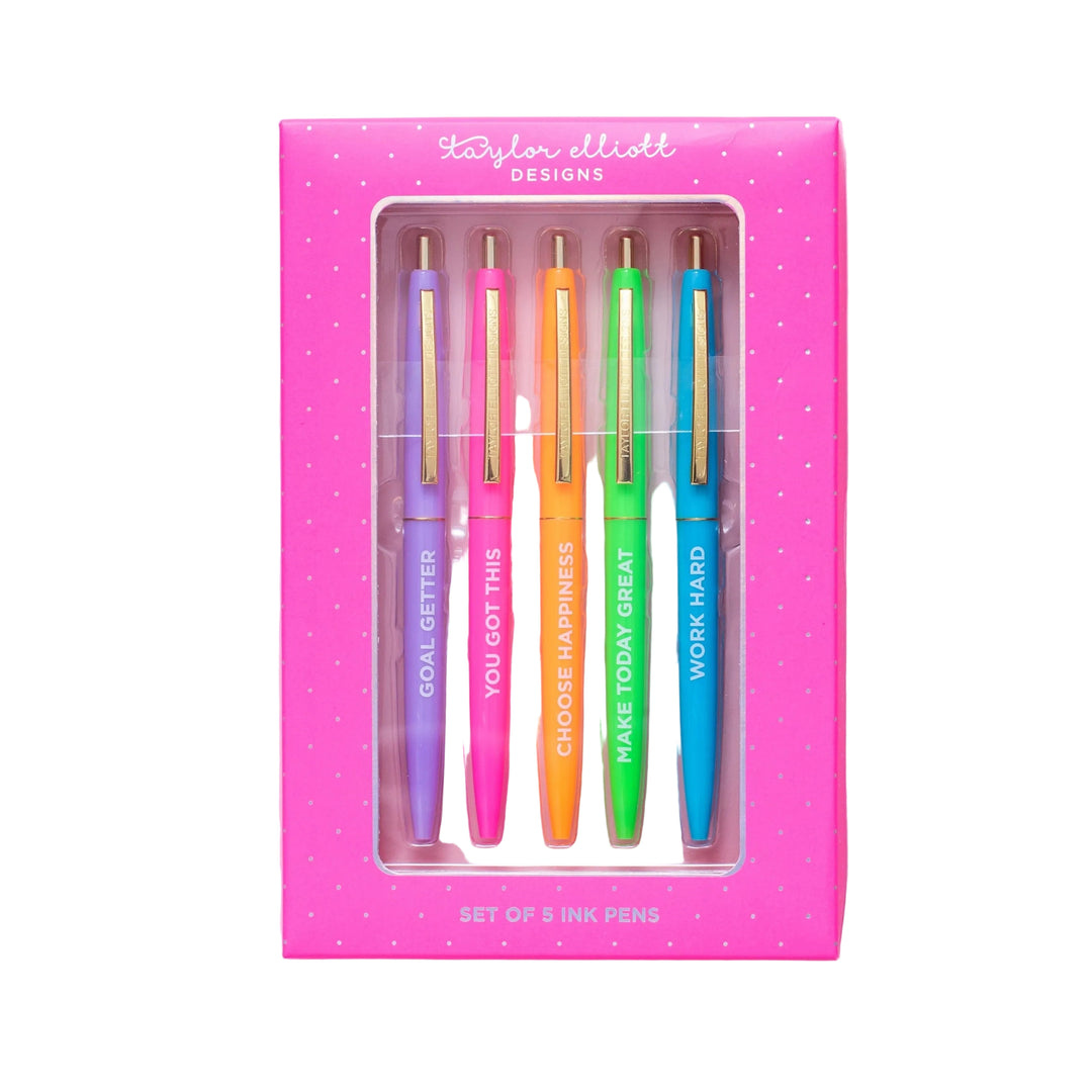 Motivational Pen Set Taylor Elliott Designs 05 - Writing Motivational Pen Set Bonjour Fete - Party Supplies