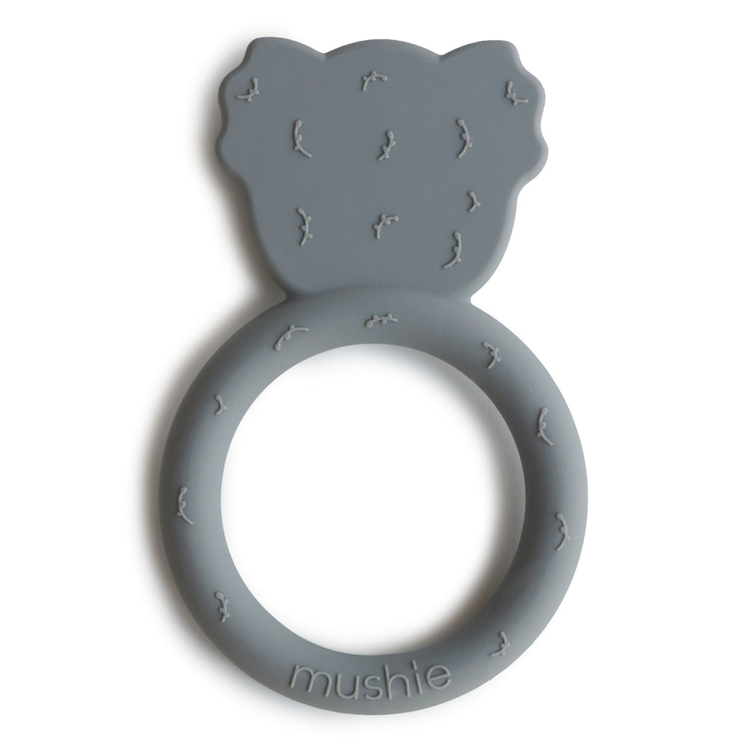 Back of the Mushie koala silicone ring teether in grey
