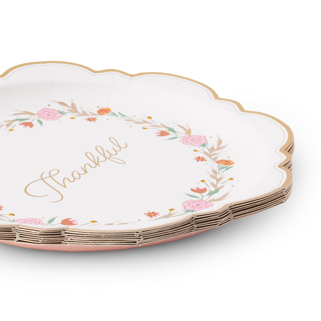 THANKFUL LARGE CLASSIC DINNER PLATES Bonjour Fete Plates THANKFUL LARGE CLASSIC DINNER PLATES Bonjour Fete - Party Supplies