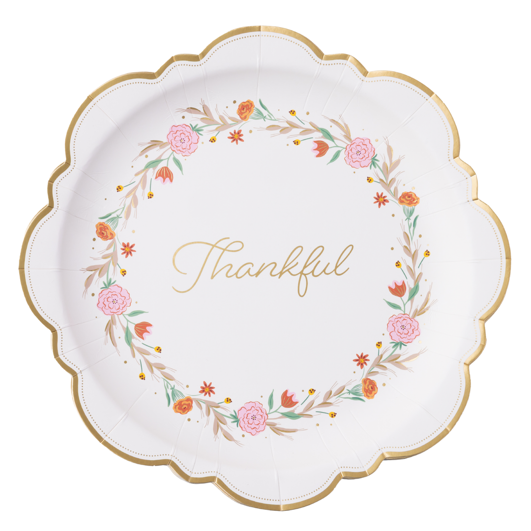 THANKFUL LARGE CLASSIC DINNER PLATES Bonjour Fete Plates THANKFUL LARGE CLASSIC DINNER PLATES Bonjour Fete - Party Supplies
