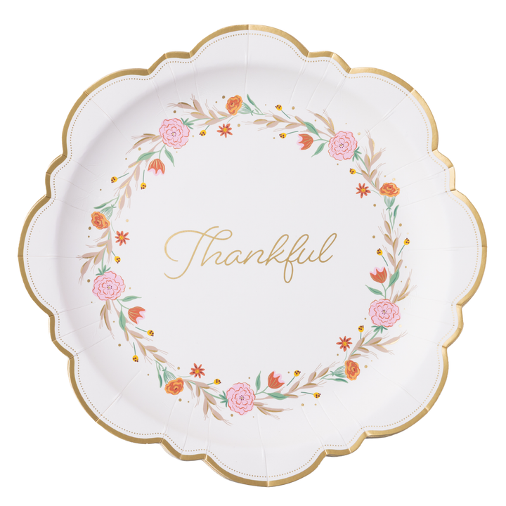 THANKFUL LARGE CLASSIC DINNER PLATES Bonjour Fete Plates THANKFUL LARGE CLASSIC DINNER PLATES Bonjour Fete - Party Supplies