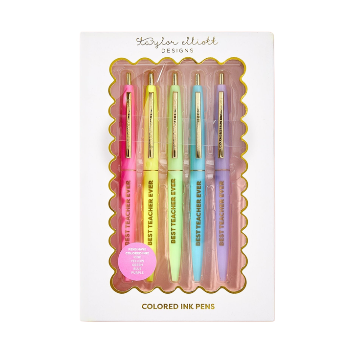 BEST TEACHER EVER PEN SET Taylor Elliott Designs Arts & Crafts BEST TEACHER EVER PEN SET Bonjour Fete - Party Supplies