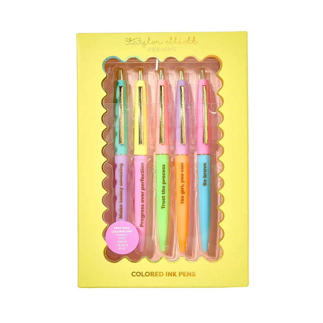 Happy Pen Set Taylor Elliott Designs 05 - Writing Happy Pen Set Bonjour Fete - Party Supplies