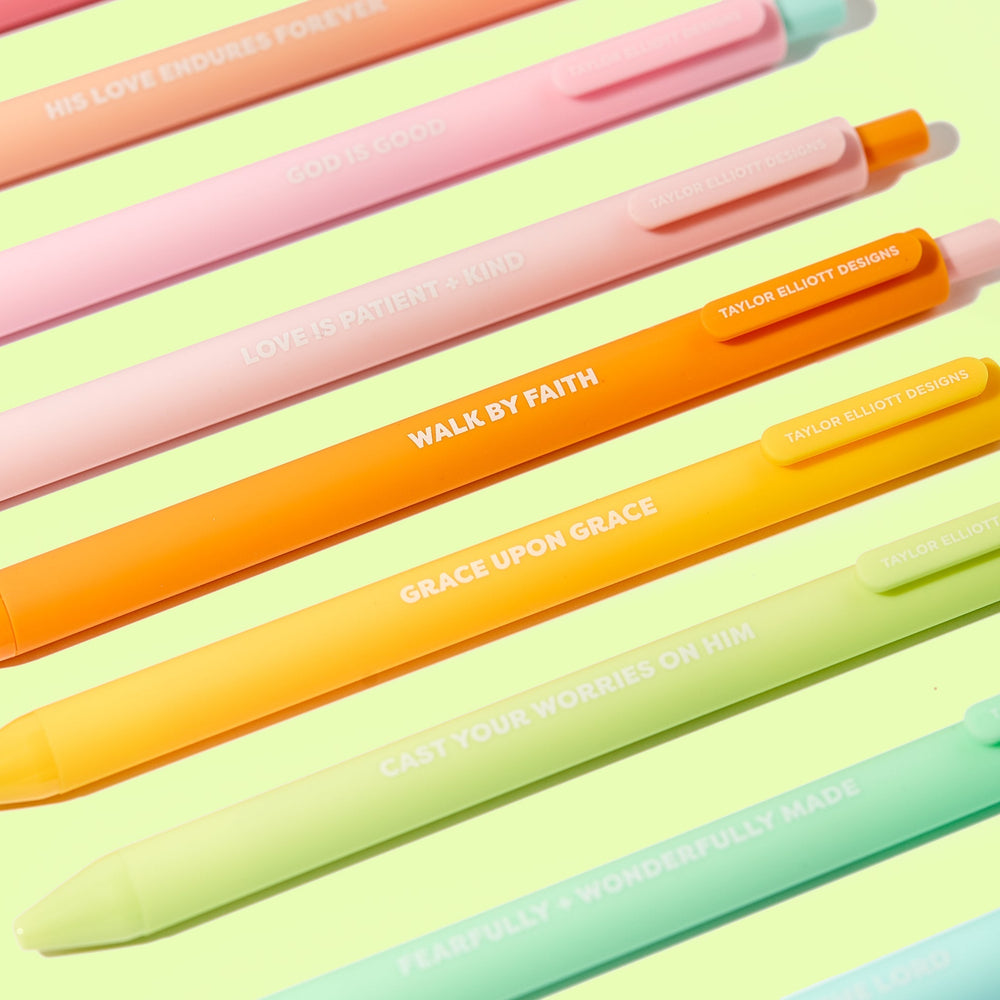 Faith Set of 10 Colored Gel Pens Taylor Elliott Designs 05 - Writing Faith Set of 10 Colored Gel Pens Bonjour Fete - Party Supplies
