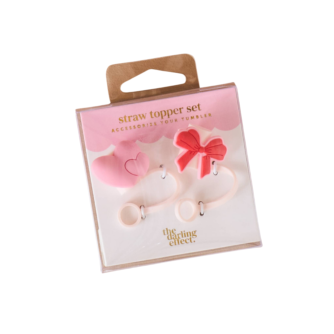 HEART & BOW STRAW TOPPER SET The Darling Effect HEART & BOW STRAW TOPPER SET Bonjour Fete - Party Supplies