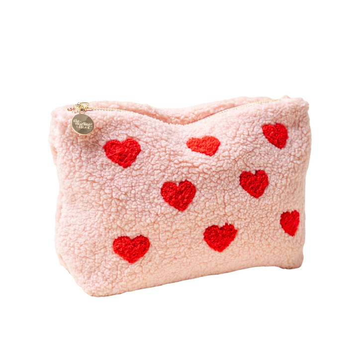 PINK & RED HEARTS TEDDY POUCH The Darling Effect PINK & RED HEARTS TEDDY POUCH Bonjour Fete - Party Supplies