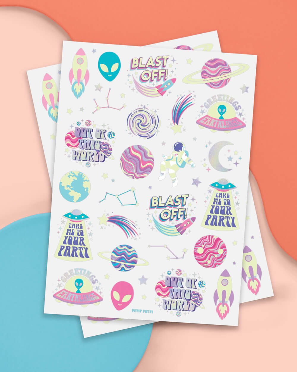 Space Girl Glow in the Dark Temporary Tattoos