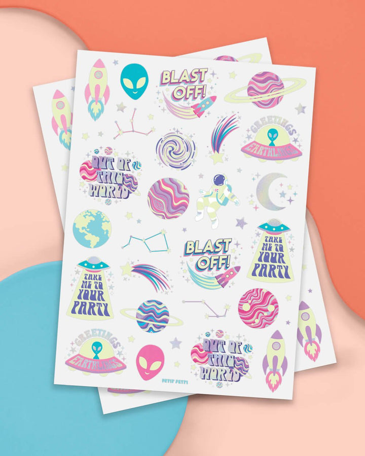 Space Girl Glow in the Dark Temporary Tattoos