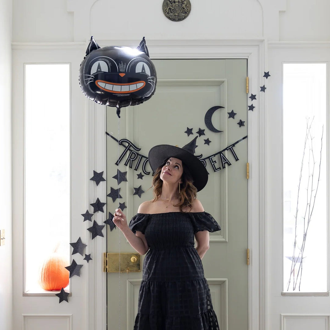 Vintage Halloween Cat Foil Balloon