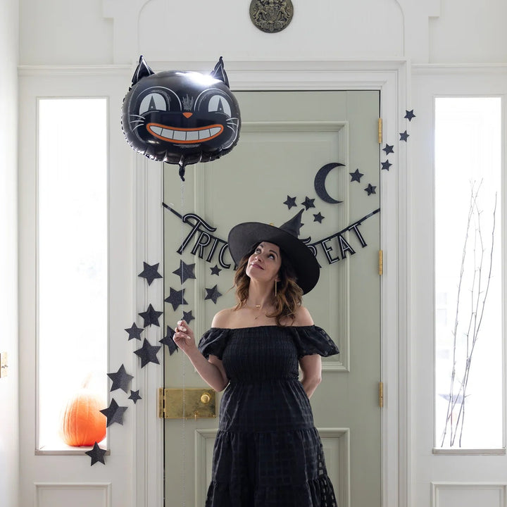 Vintage Halloween Cat Foil Balloon