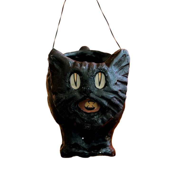 VINTAGE HALLOWEEN BLACK CAT BUCKET Ragon House Halloween Home Decor Bonjour Fete - Party Supplies