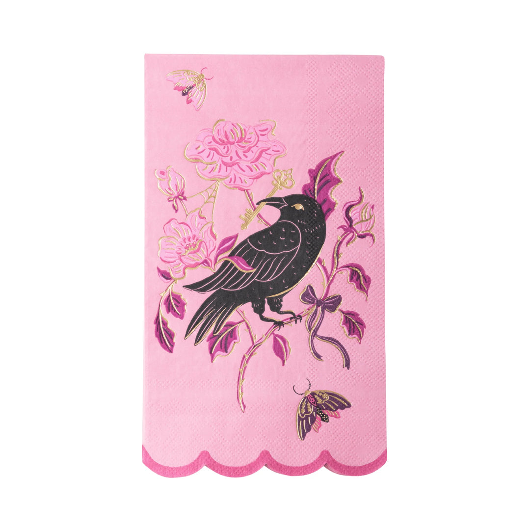 Vamp Romantic guest towels, set of 20, 3-ply plum towels for a Halloween cocktail bar cart